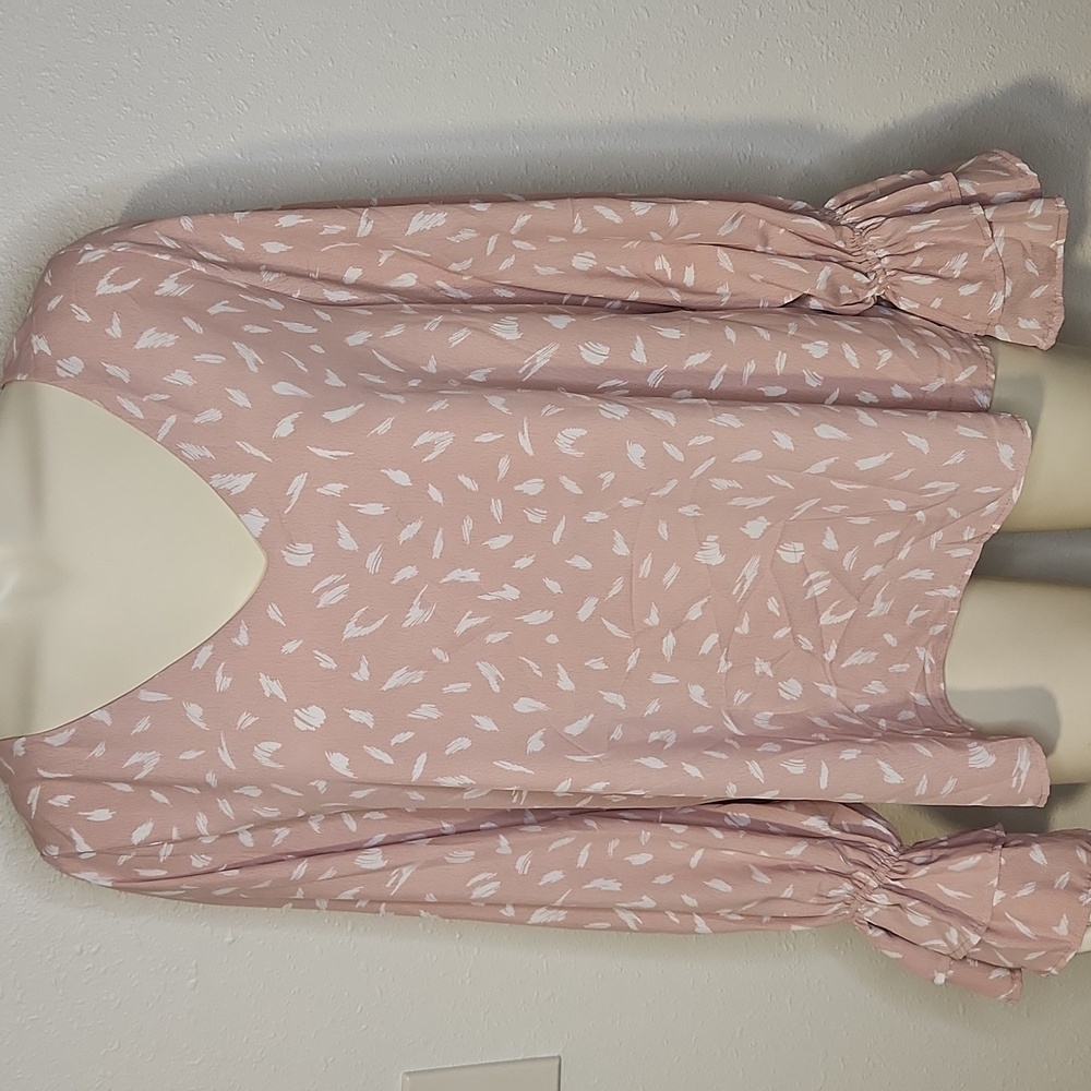Pink Blouse with Ruffle Sleeves